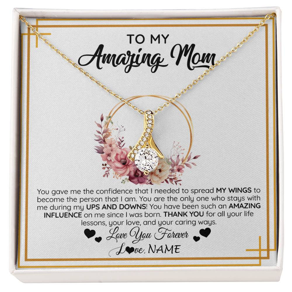Alluring Beauty Necklace 18K Yellow Gold Finish | 1 | Personalized To My Amazing Mom Necklace From Daughter Son You Gave Me The Confidence Mom Birthday Gifts Mothers Day Christmas Customized Gift Box Message Card | siriusteestore