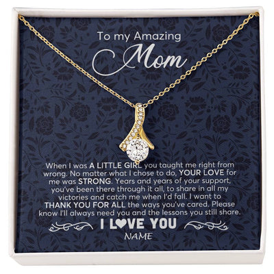 Alluring Beauty Necklace 18K Yellow Gold Finish | 1 | Personalized To My Amazing Mom Necklace From Daughter When I Was A Little Girl Mom Birthday Mothers Day Christmas Jewelry Customized Gift Box Message Card | siriusteestore