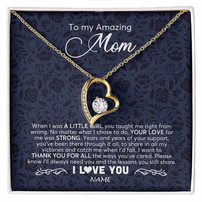Forever Love Necklace 18K Yellow Gold Finish | 1 | Personalized To My Amazing Mom Necklace From Daughter When I Was A Little Girl Mom Birthday Mothers Day Christmas Jewelry Customized Gift Box Message Card | siriusteestore