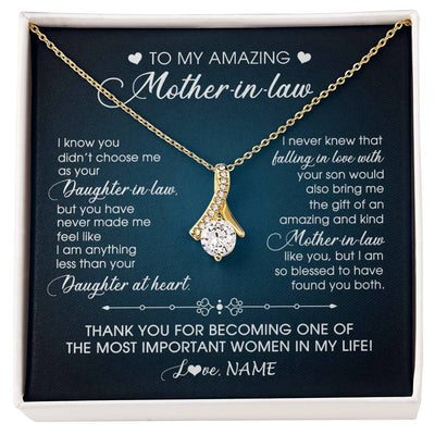 Alluring Beauty Necklace 18K Yellow Gold Finish | 1 | Personalized To My Amazing Mother In Law Necklace From Daughter Amazing And Kind Mother In Law Birthday Christmas Jewelry Customized Gift Box Message Card | siriusteestore