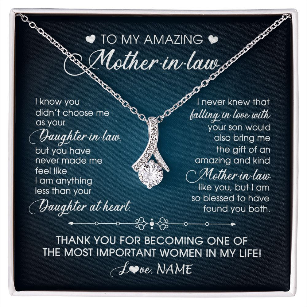 Alluring Beauty Necklace | Personalized To My Amazing Mother In Law Necklace From Daughter Amazing And Kind Mother In Law Birthday Christmas Jewelry Customized Gift Box Message Card | siriusteestore