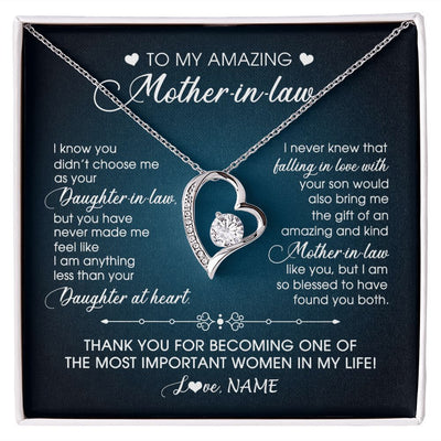 Forever Love Necklace | Personalized To My Amazing Mother In Law Necklace From Daughter Amazing And Kind Mother In Law Birthday Christmas Jewelry Customized Gift Box Message Card | siriusteestore