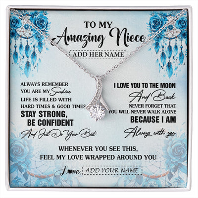Alluring Beauty Necklace 14K White Gold Finish | 1 | Personalized To My Amazing Niece Necklace From Aunt Uncle Auntie Dream Catcher It A Big Hug Niece Birthday Gifts Graduation Christmas Gift Box Message Card | https://siriusteestore.