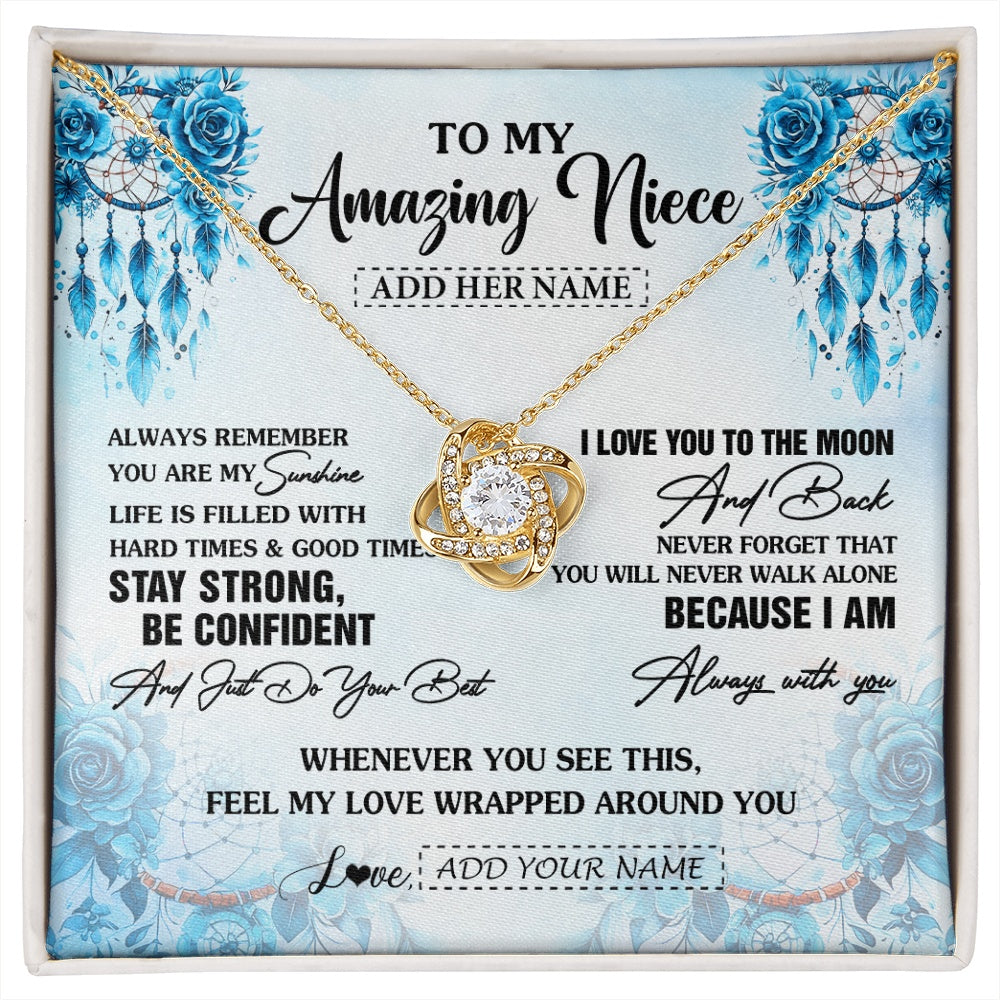 Love Knot Necklace 18K Yellow Gold Finish | 1 | Personalized To My Amazing Niece Necklace From Aunt Uncle Auntie Dream Catcher It A Big Hug Niece Birthday Gifts Graduation Christmas Gift Box Message Card | https://siriusteestore.