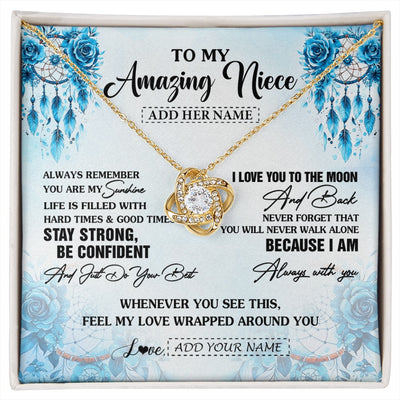 Love Knot Necklace 18K Yellow Gold Finish | 1 | Personalized To My Amazing Niece Necklace From Aunt Uncle Auntie Dream Catcher It A Big Hug Niece Birthday Gifts Graduation Christmas Gift Box Message Card | https://siriusteestore.