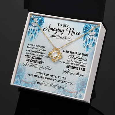 Love Knot Necklace 18K Yellow Gold Finish | 2 | Personalized To My Amazing Niece Necklace From Aunt Uncle Auntie Dream Catcher It A Big Hug Niece Birthday Gifts Graduation Christmas Gift Box Message Card | https://siriusteestore.