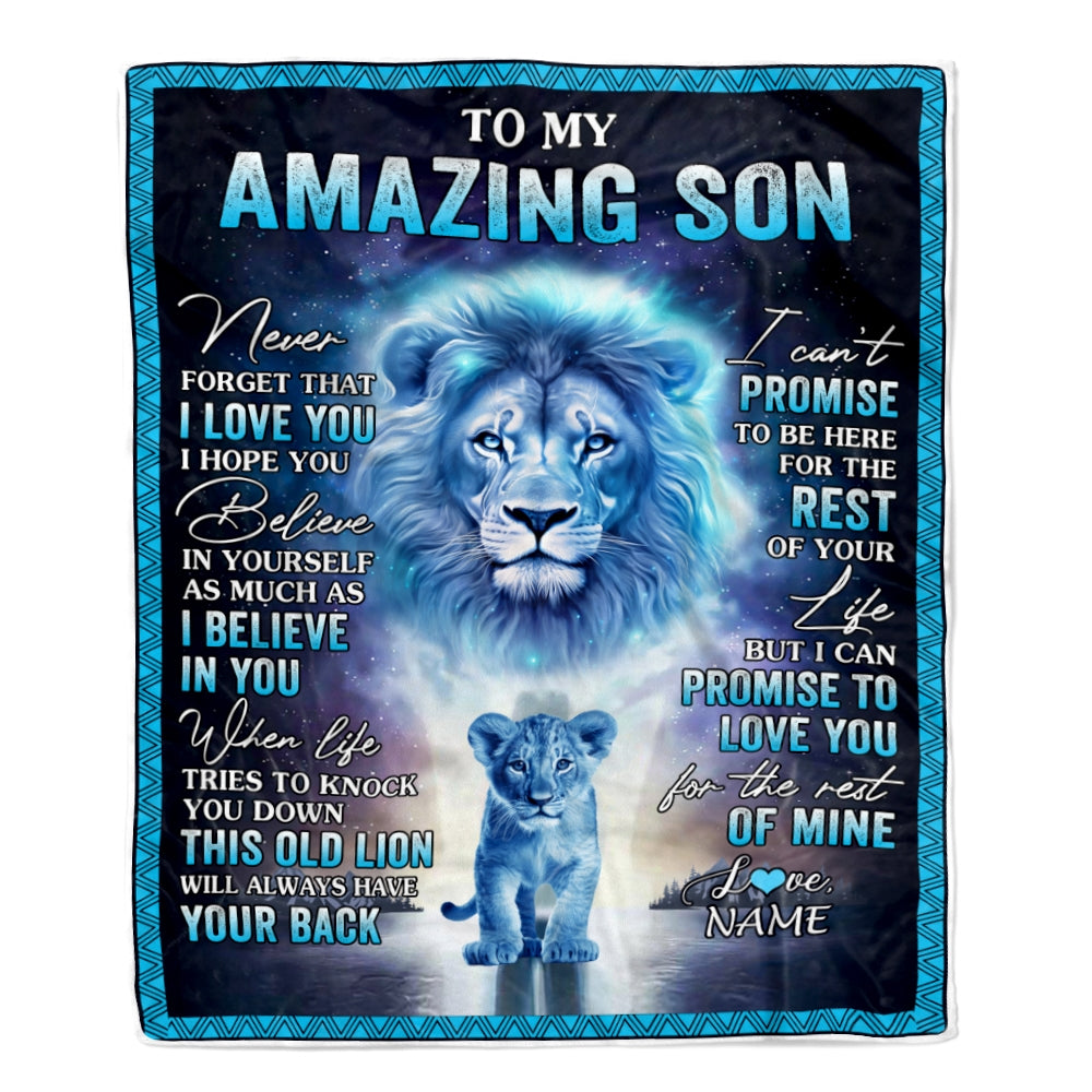 Personalized To My Amazing Son Blanket from Mom Dad Lion Never Forget I Love You Birthday Graduation Christmas Customized Fleece Blanket | siriusteestore