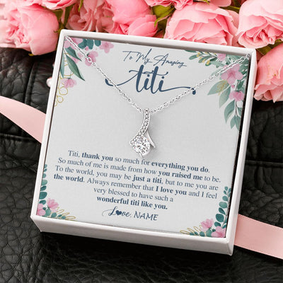 Alluring Beauty Necklace | Personalized To My Amazing Titi Necklace From Niece Nephew Thank You For Everything You Do Titi Mothers Day Birthday Christmas Customized Gift Box Message Card | siriusteestore