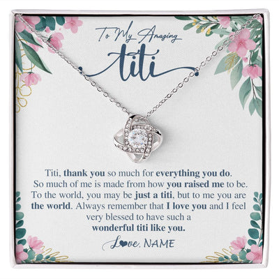 Love Knot Necklace | Personalized To My Amazing Titi Necklace From Niece Nephew Thank You For Everything You Do Titi Mothers Day Birthday Christmas Customized Gift Box Message Card | siriusteestore