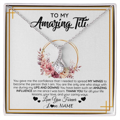 Alluring Beauty Necklace 14K White Gold Finish | 1 | Personalized To My Amazing Titi Necklace From Niece Nephew You Gave Me The Confidence Titi Birthday Mothers Day Christmas Customized Gift Box Message Card | siriusteestore