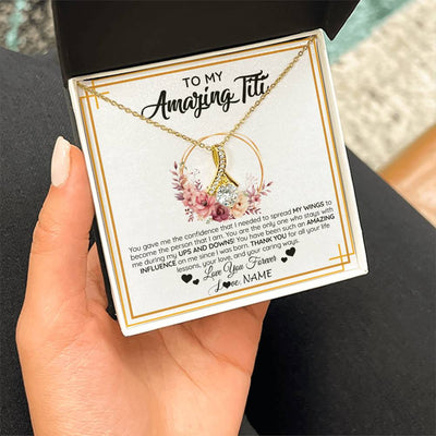 Alluring Beauty Necklace 18K Yellow Gold Finish | 2 | Personalized To My Amazing Titi Necklace From Niece Nephew You Gave Me The Confidence Titi Birthday Mothers Day Christmas Customized Gift Box Message Card | siriusteestore