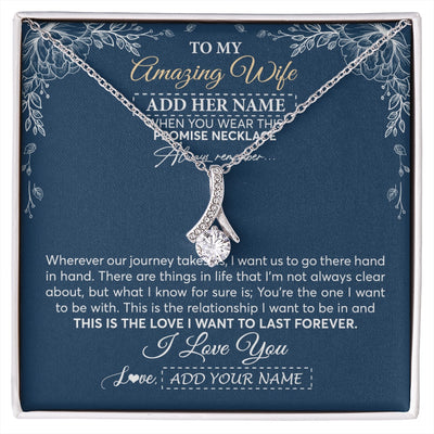 Alluring Beauty Necklace 14K White Gold Finish | 1 | Personalized To My Amazing Wife Necklace From Husband Promise Necklace Birthday Gifts For Wife Anniversary Romantic Valentines Christmas Gift Box Message Card | https://siriusteestore.