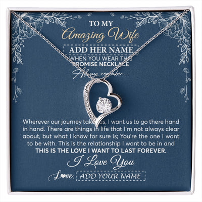 Forever Love Necklace 14K White Gold Finish | 1 | Personalized To My Amazing Wife Necklace From Husband Promise Necklace Birthday Gifts For Wife Anniversary Romantic Valentines Christmas Gift Box Message Card | https://siriusteestore.