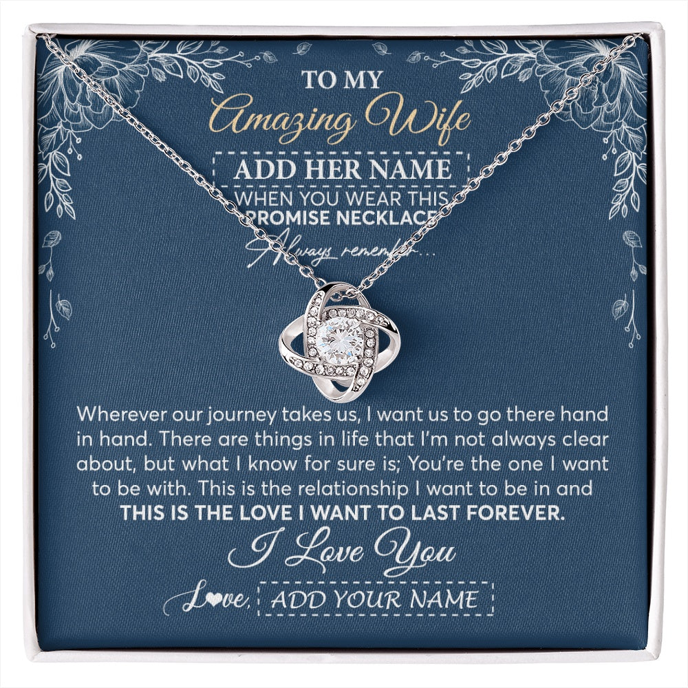 Love Knot Necklace 14K White Gold Finish | 1 | Personalized To My Amazing Wife Necklace From Husband Promise Necklace Birthday Gifts For Wife Anniversary Romantic Valentines Christmas Gift Box Message Card | https://siriusteestore.