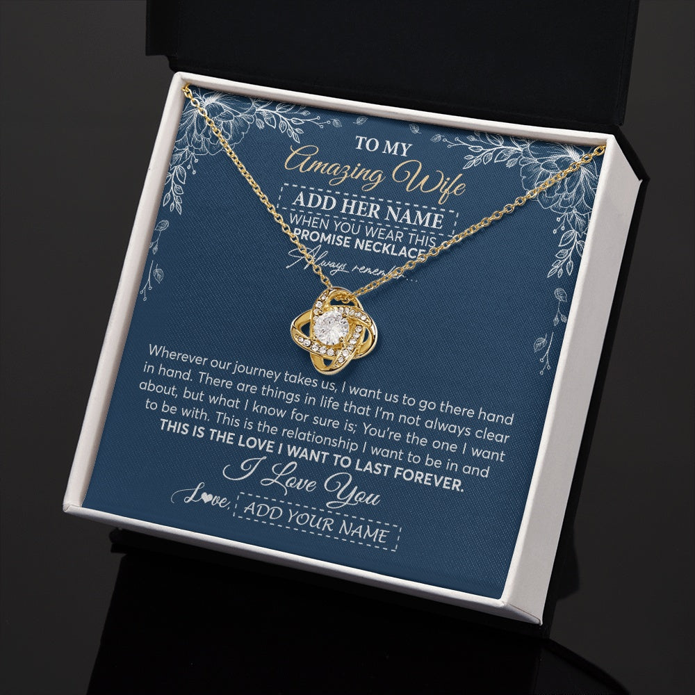 Love Knot Necklace 18K Yellow Gold Finish | 2 | Personalized To My Amazing Wife Necklace From Husband Promise Necklace Birthday Gifts For Wife Anniversary Romantic Valentines Christmas Gift Box Message Card | https://siriusteestore.