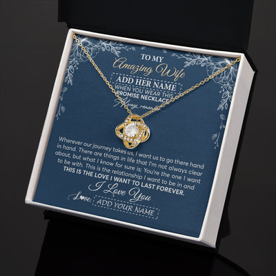 Love Knot Necklace 18K Yellow Gold Finish | 2 | Personalized To My Amazing Wife Necklace From Husband Promise Necklace Birthday Gifts For Wife Anniversary Romantic Valentines Christmas Gift Box Message Card | https://siriusteestore.