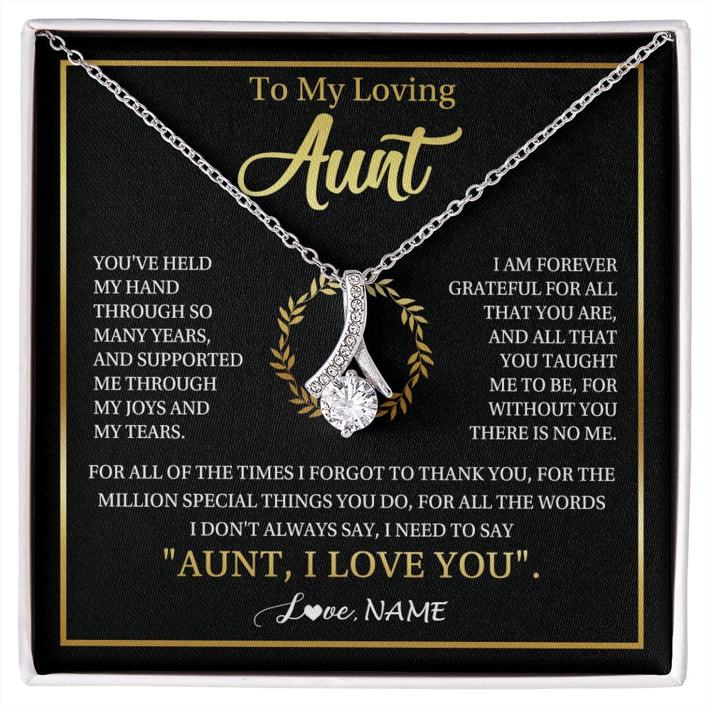 Alluring Beauty Necklace 14K White Gold Finish | 1 | Personalized To My Aunt Gifts Necklace From Niece Nephew Grateful Thank You Aunt Birthday Gifts Mothers Day Christmas Jewelry Customized Gift Box Message Card | siriusteestore