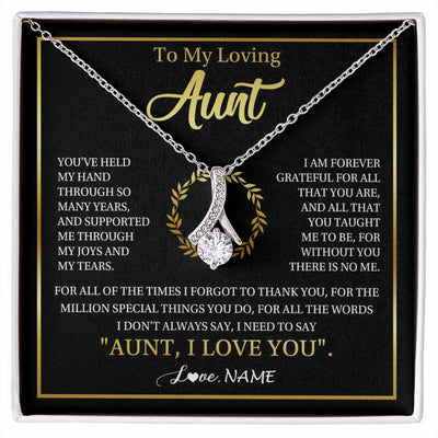 Alluring Beauty Necklace 14K White Gold Finish | 1 | Personalized To My Aunt Gifts Necklace From Niece Nephew Grateful Thank You Aunt Birthday Gifts Mothers Day Christmas Jewelry Customized Gift Box Message Card | siriusteestore