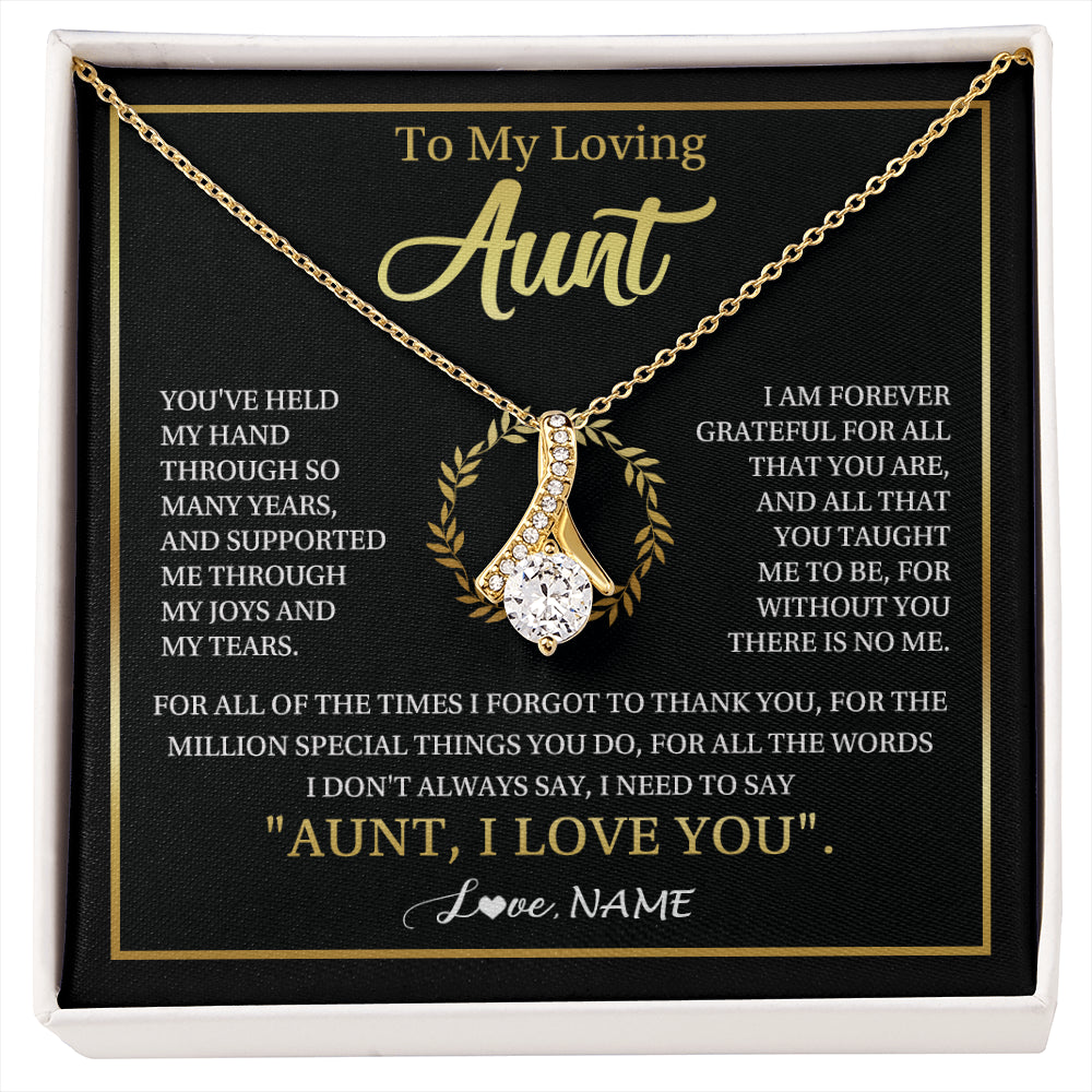 Alluring Beauty Necklace 18K Yellow Gold Finish | 1 | Personalized To My Aunt Gifts Necklace From Niece Nephew Grateful Thank You Aunt Birthday Gifts Mothers Day Christmas Jewelry Customized Gift Box Message Card | siriusteestore
