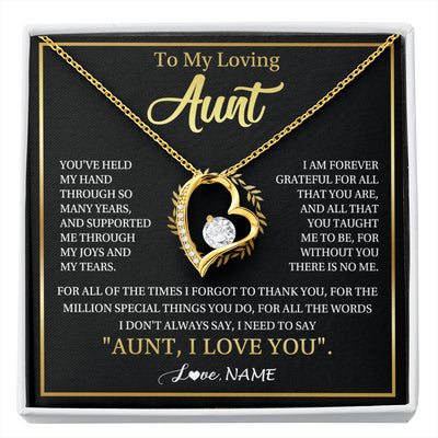 Forever Love Necklace 18K Yellow Gold Finish | 1 | Personalized To My Aunt Gifts Necklace From Niece Nephew Grateful Thank You Aunt Birthday Gifts Mothers Day Christmas Jewelry Customized Gift Box Message Card | siriusteestore