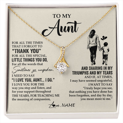 Alluring Beauty Necklace 18K Yellow Gold Finish | 1 | Personalized To My Aunt Necklace From Nephew For All The Times That I Forgot To Thank You Aunt Birthday Mothers Day Christmas Customized Gift Box Message Card | siriusteestore