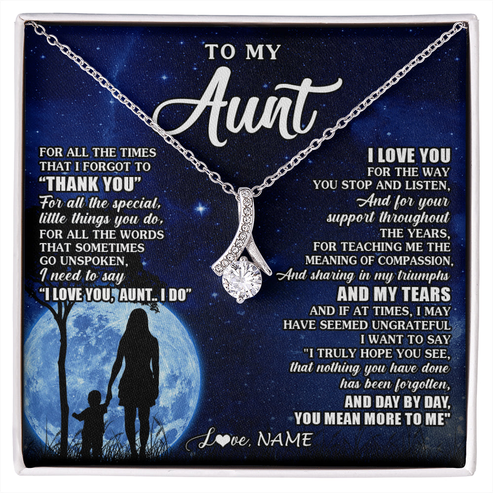 Alluring Beauty Necklace 14K White Gold Finish | 1 | Personalized To My Aunt Necklace From Nephew Niece Thank You Grateful Love Aunt Birthday Mothers Day Thanksgiving Christmas Customized Gift Box Message Card | siriusteestore
