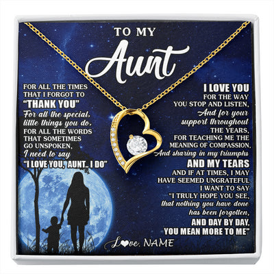 Forever Love Necklace 18K Yellow Gold Finish | 1 | Personalized To My Aunt Necklace From Nephew Niece Thank You Grateful Love Aunt Birthday Mothers Day Thanksgiving Christmas Customized Gift Box Message Card | siriusteestore