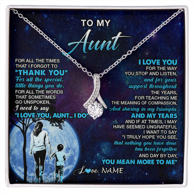 Alluring Beauty Necklace 14K White Gold Finish | 1 | Personalized To My Aunt Necklace From Nephew Thank You Day By Day Aunt Birthday Gifts Mothers Day Christmas Customized Gift Box Message Card | siriusteestore