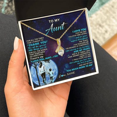 Alluring Beauty Necklace 18K Yellow Gold Finish | 2 | Personalized To My Aunt Necklace From Nephew Thank You Day By Day Aunt Birthday Gifts Mothers Day Christmas Customized Gift Box Message Card | siriusteestore