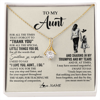 Alluring Beauty Necklace 18K Yellow Gold Finish | 1 | Personalized To My Aunt Necklace From Niece For All The Times That I Forgot To Thank You Aunt Birthday Mothers Day Christmas Customized Gift Box Message Card | siriusteestore