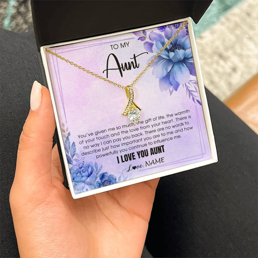 Alluring Beauty Necklace 18K Yellow Gold Finish | 2 | Personalized To My Aunt Necklace From Niece Nephew I Love You Aunt Birthday Gifts Mothers Day Thanksgiving Christmas Jewelry Customized Gift Box Message Card | siriusteestore