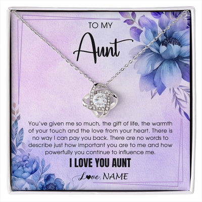 Love Knot Necklace 14K White Gold Finish | 1 | Personalized To My Aunt Necklace From Niece Nephew I Love You Aunt Birthday Gifts Mothers Day Thanksgiving Christmas Jewelry Customized Gift Box Message Card | siriusteestore