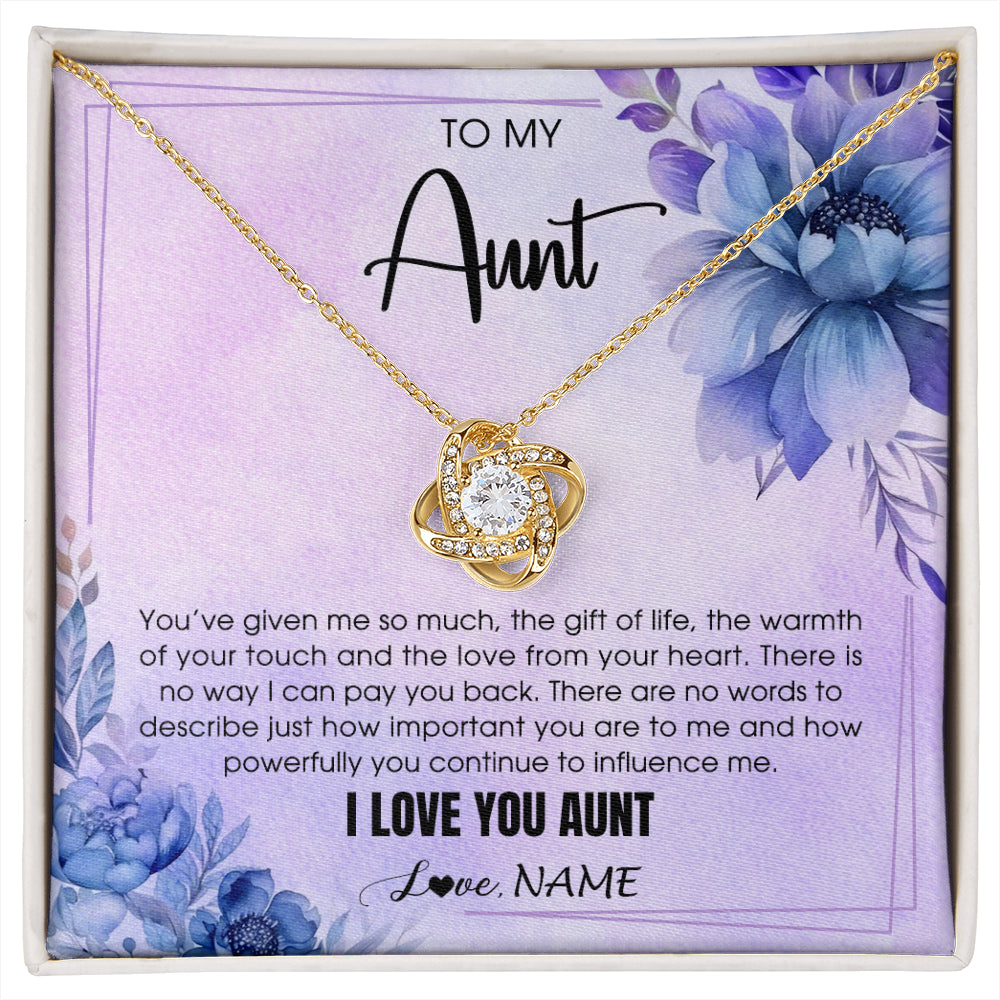 Love Knot Necklace 18K Yellow Gold Finish | 1 | Personalized To My Aunt Necklace From Niece Nephew I Love You Aunt Birthday Gifts Mothers Day Thanksgiving Christmas Jewelry Customized Gift Box Message Card | siriusteestore