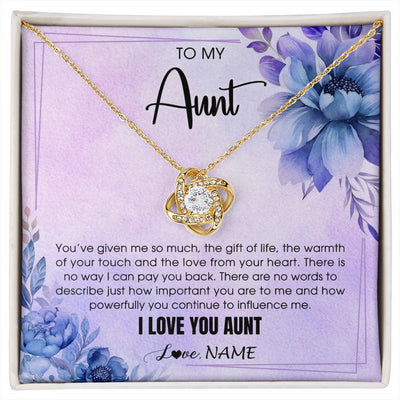 Love Knot Necklace 18K Yellow Gold Finish | 1 | Personalized To My Aunt Necklace From Niece Nephew I Love You Aunt Birthday Gifts Mothers Day Thanksgiving Christmas Jewelry Customized Gift Box Message Card | siriusteestore