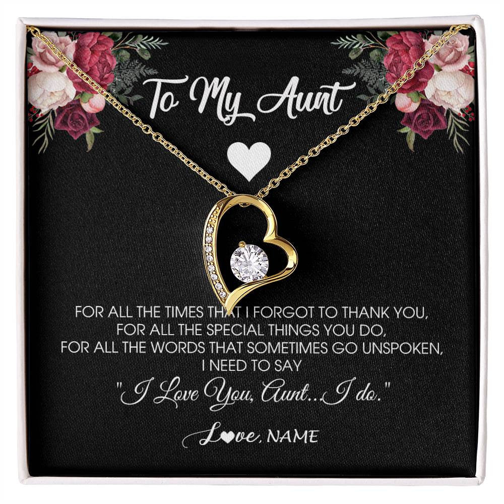 Forever Love Necklace 18K Yellow Gold Finish | Personalized To My Aunt Necklace From Niece Nephew I Need To Say I Love You Aunt Jewelry Birthday Mothers Day Christmas Customized Message Card | siriusteestore