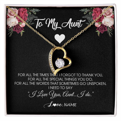 Forever Love Necklace 18K Yellow Gold Finish | Personalized To My Aunt Necklace From Niece Nephew I Need To Say I Love You Aunt Jewelry Birthday Mothers Day Christmas Customized Message Card | siriusteestore