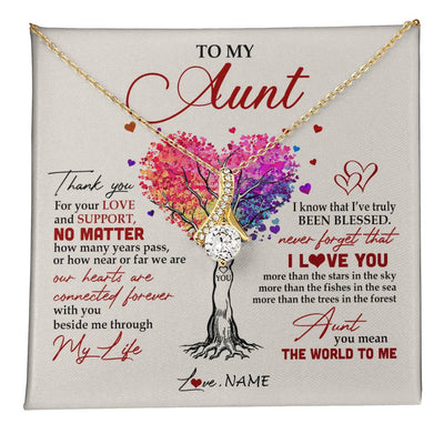 Alluring Beauty Necklace 18K Yellow Gold Finish | 1 | Personalized To My Aunt Necklace From Niece Nephew Never Forget That I Love You You Mean The World Aunt Birthday Mothers Day Christmas Customized Gift Box Message Card | siriusteestore