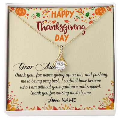 Alluring Beauty Necklace 18K Yellow Gold Finish | 1 | Personalized To My Aunt Necklace From Niece Nephew Thank You For Raising Me Happy Thanksgiving Day Pendant Jewelry Customized Gift Box Message Card | siriusteestore