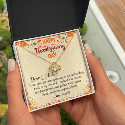 Love Knot Necklace 18K Yellow Gold Finish | 2 | Personalized To My Aunt Necklace From Niece Nephew Thank You For Raising Me Happy Thanksgiving Day Pendant Jewelry Customized Gift Box Message Card | siriusteestore