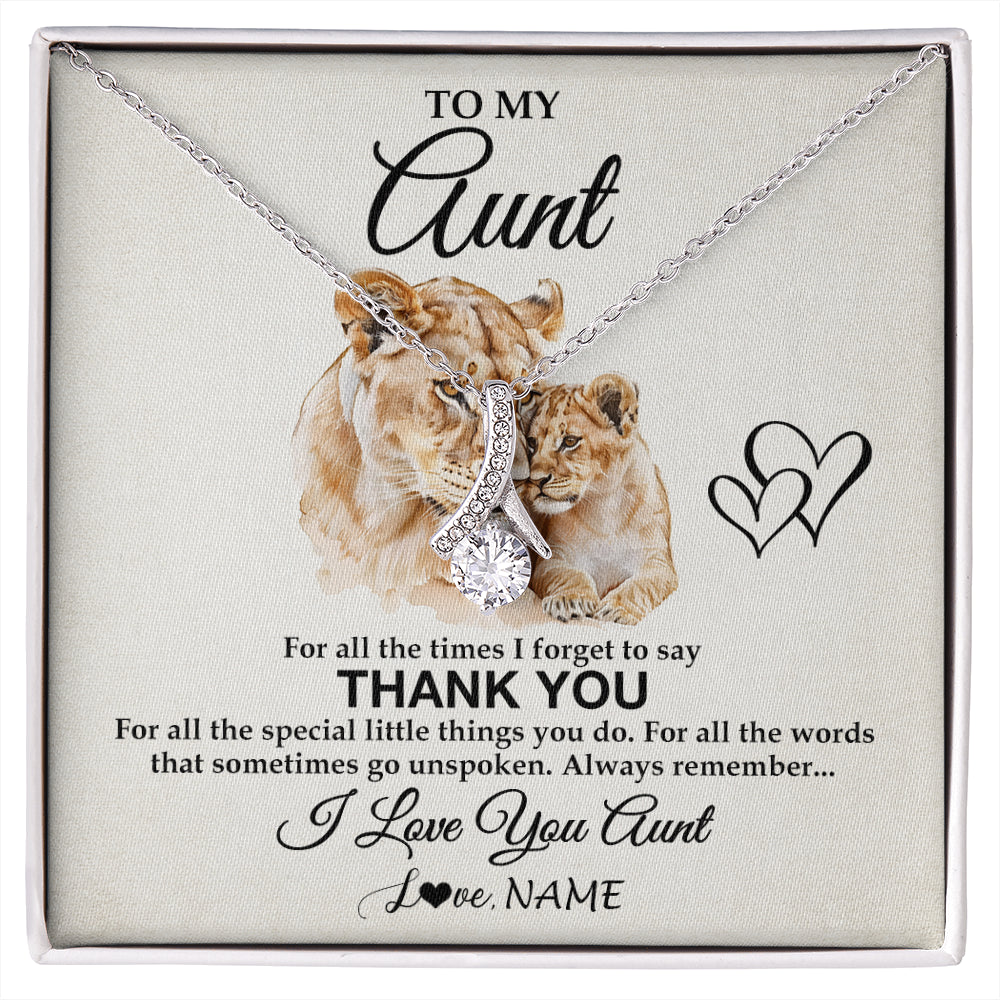 Alluring Beauty Necklace 14K White Gold Finish | 1 | Personalized To My Aunt Necklace From Niece Nephew Thank You Lion Aunt Gift For Mothers Day Birthday Gift Christmas For Aunt Customized Gift Box Message Card | siriusteestore
