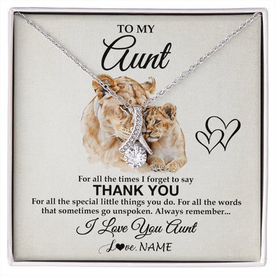 Alluring Beauty Necklace 14K White Gold Finish | 1 | Personalized To My Aunt Necklace From Niece Nephew Thank You Lion Aunt Gift For Mothers Day Birthday Gift Christmas For Aunt Customized Gift Box Message Card | siriusteestore