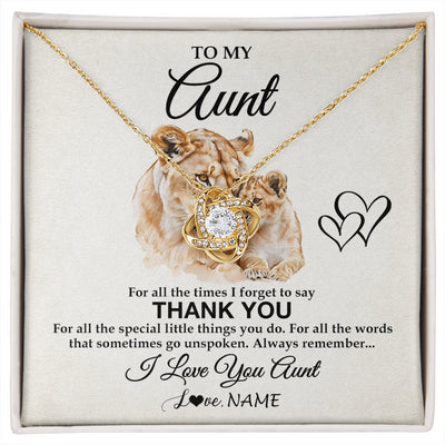 Love Knot Necklace 18K Yellow Gold Finish | 1 | Personalized To My Aunt Necklace From Niece Nephew Thank You Lion Aunt Gift For Mothers Day Birthday Gift Christmas For Aunt Customized Gift Box Message Card | siriusteestore