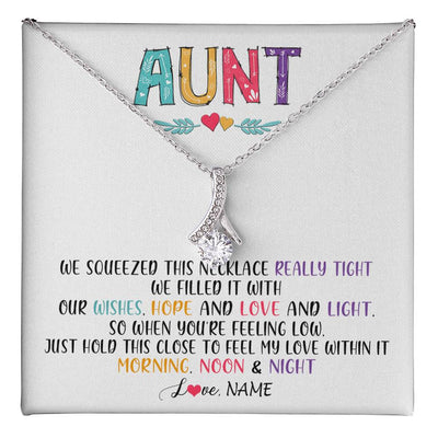Alluring Beauty Necklace 14K White Gold Finish | 1 | Personalized To My Aunt Necklace From Niece Nephew We Squeezed This Necklace Aunt Birthday Mothers Day Christmas Jewelry Customized Gift Box Message Card | siriusteestore