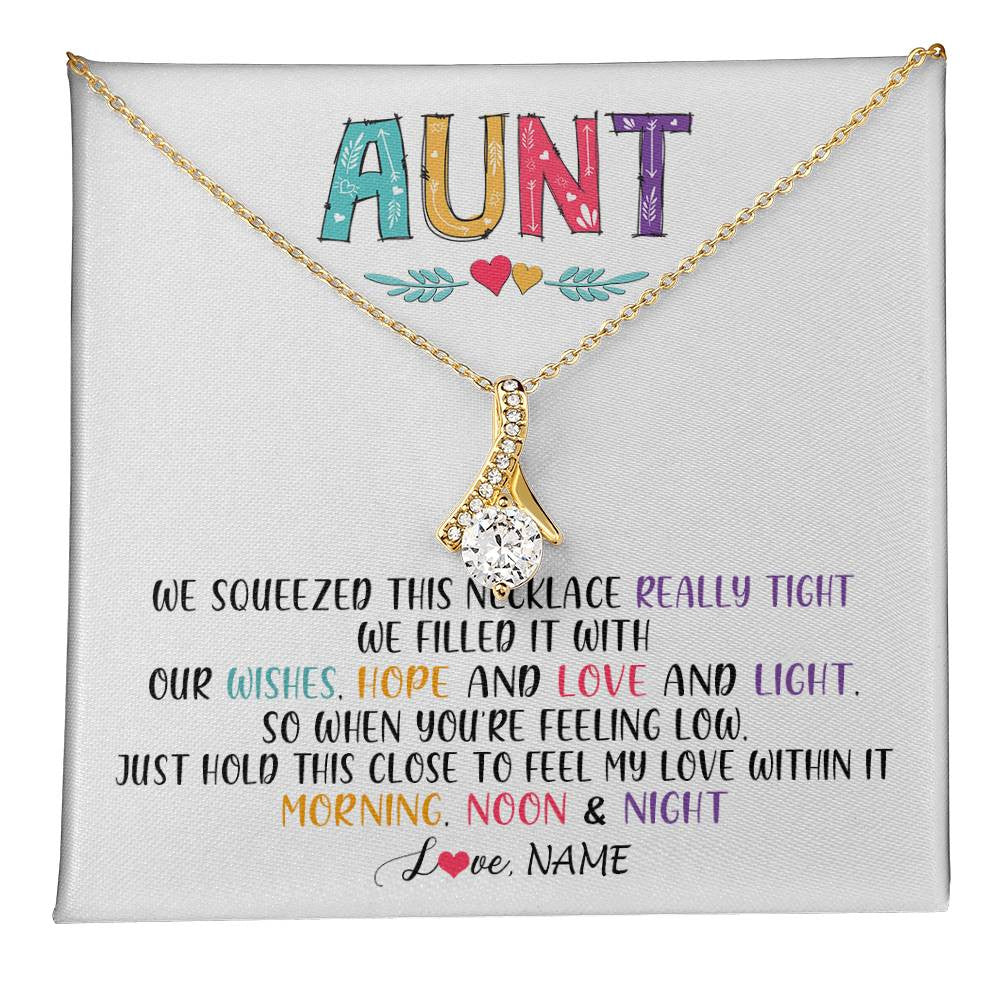 Alluring Beauty Necklace 18K Yellow Gold Finish | 1 | Personalized To My Aunt Necklace From Niece Nephew We Squeezed This Necklace Aunt Birthday Mothers Day Christmas Jewelry Customized Gift Box Message Card | siriusteestore