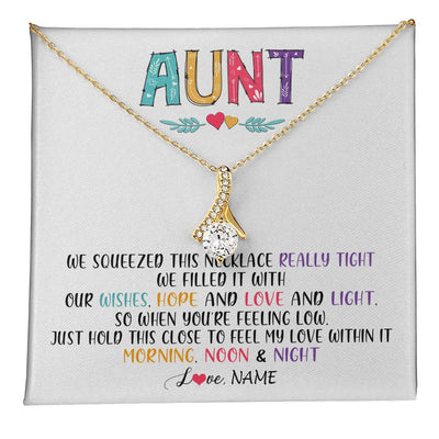 Alluring Beauty Necklace 18K Yellow Gold Finish | 1 | Personalized To My Aunt Necklace From Niece Nephew We Squeezed This Necklace Aunt Birthday Mothers Day Christmas Jewelry Customized Gift Box Message Card | siriusteestore