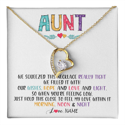 Forever Love Necklace 18K Yellow Gold Finish | 1 | Personalized To My Aunt Necklace From Niece Nephew We Squeezed This Necklace Aunt Birthday Mothers Day Christmas Jewelry Customized Gift Box Message Card | siriusteestore