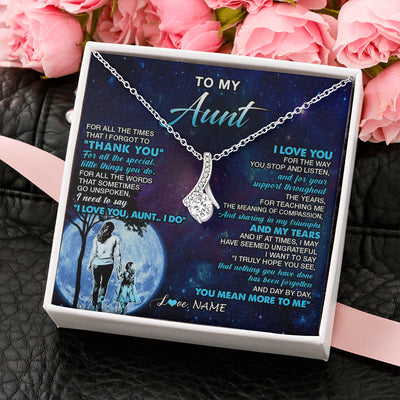 Alluring Beauty Necklace 14K White Gold Finish | 2 | Personalized To My Aunt Necklace From Niece Thank You Day By Day Aunt Birthday Gifts Mothers Day Christmas Customized Gift Box Message Card | siriusteestore