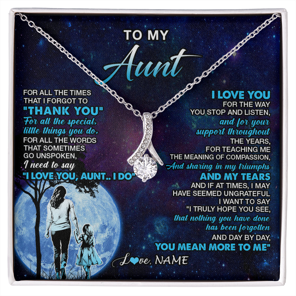 Alluring Beauty Necklace 14K White Gold Finish | 1 | Personalized To My Aunt Necklace From Niece Thank You Day By Day Aunt Birthday Gifts Mothers Day Christmas Customized Gift Box Message Card | siriusteestore