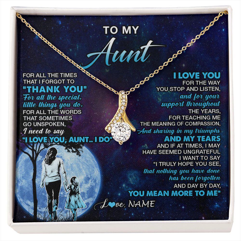 Alluring Beauty Necklace 18K Yellow Gold Finish | 1 | Personalized To My Aunt Necklace From Niece Thank You Day By Day Aunt Birthday Gifts Mothers Day Christmas Customized Gift Box Message Card | siriusteestore