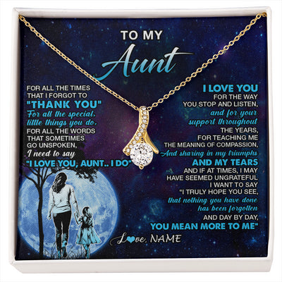 Alluring Beauty Necklace 18K Yellow Gold Finish | 1 | Personalized To My Aunt Necklace From Niece Thank You Day By Day Aunt Birthday Gifts Mothers Day Christmas Customized Gift Box Message Card | siriusteestore
